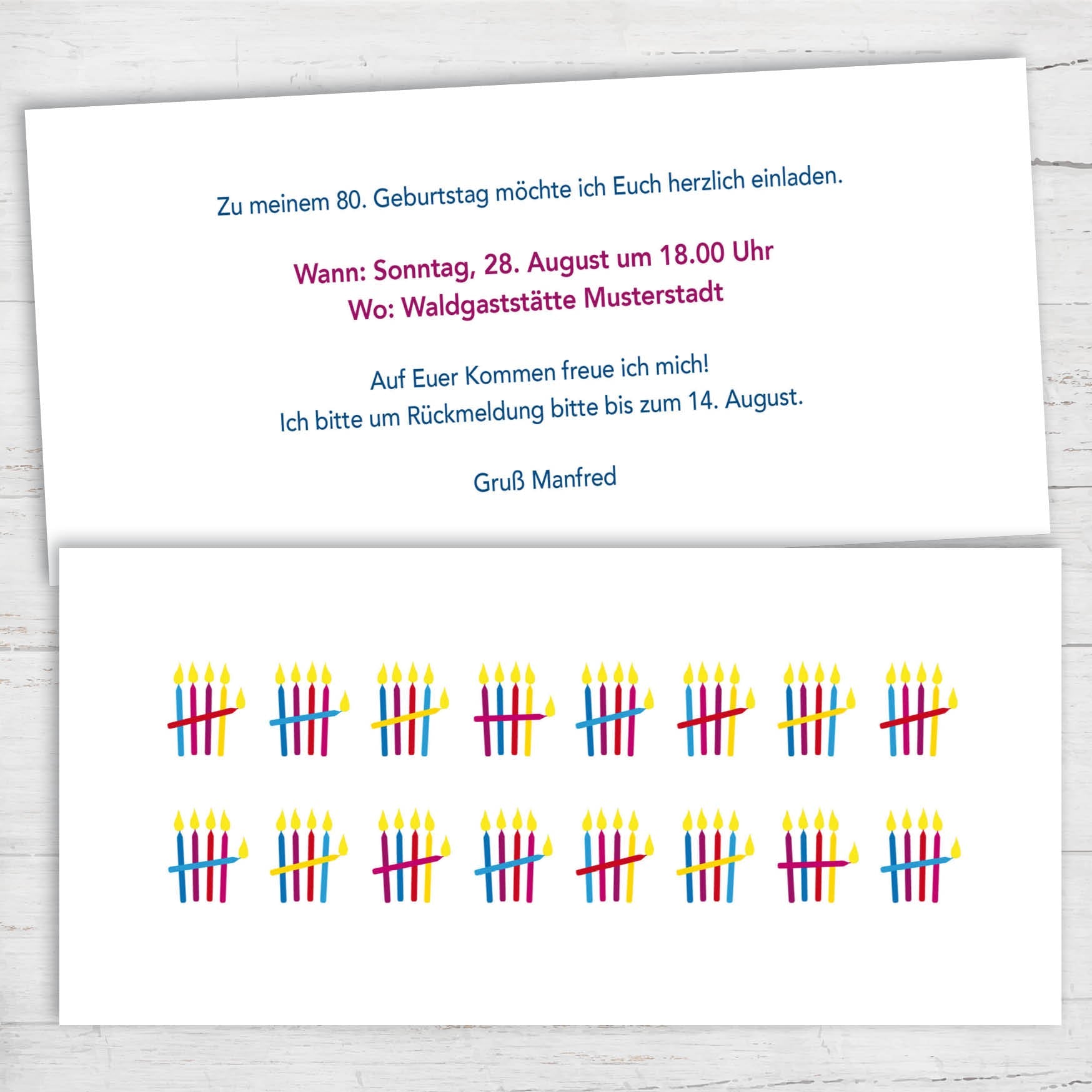 Einladung zum 80. Geburtstag: Kerzen Strichliste Individuelle Einladung